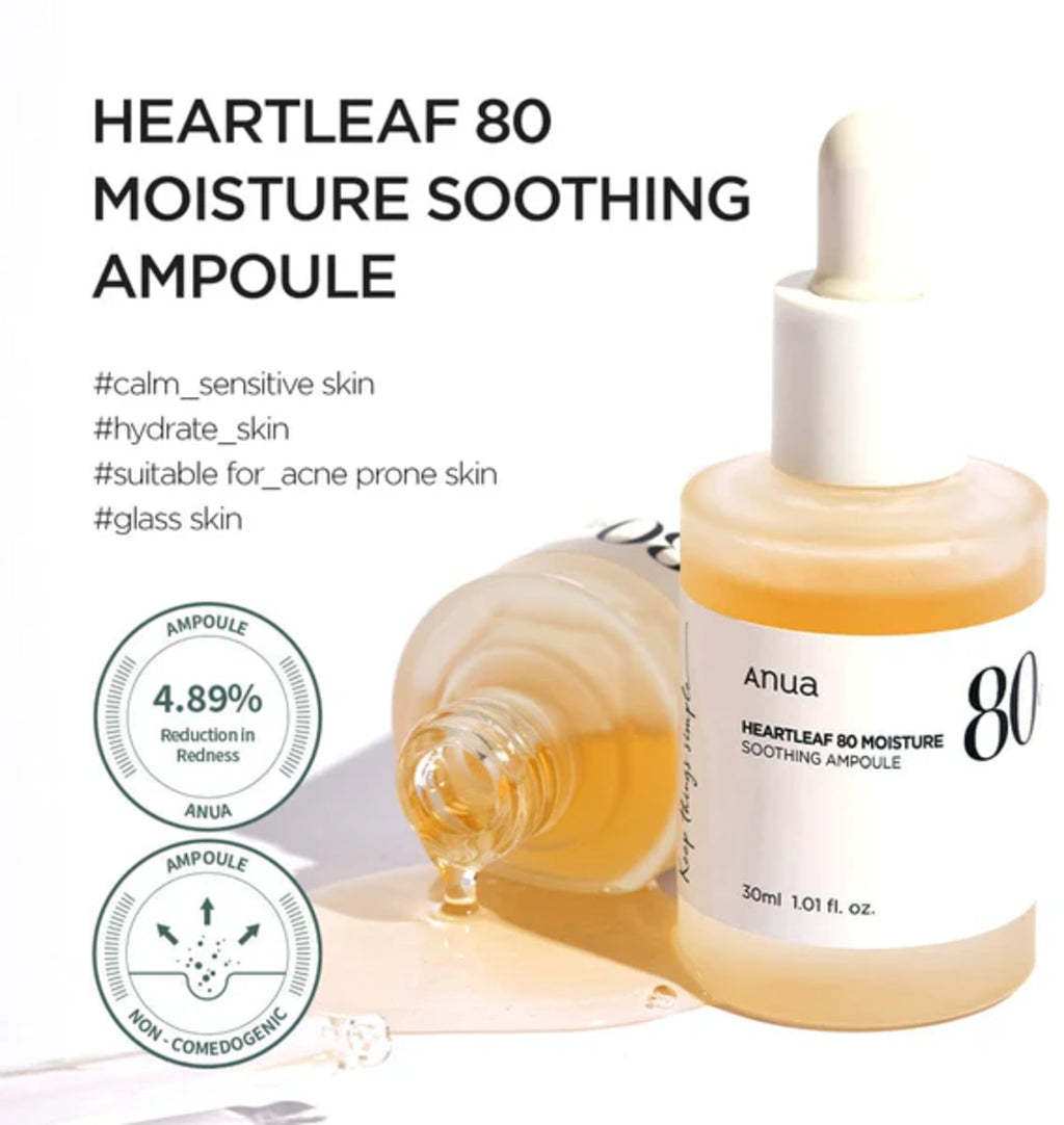 Anua Heartleaf 80 Moisture Soothing Ampoule – Ampoule Apaisante & Hydratante 30 ml
